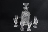 Crystal Etched Frosted Decanter, Aperitif Stemware