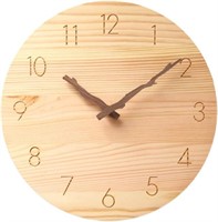 Wood Wall Clock, 10 Inch Silent Non-Ticking Battey