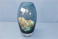 Art Glass Vase With Sea Shells