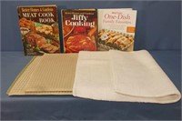4 Dish Drying Mats & 3 Hardcover Cook Books