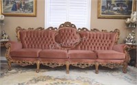 Baroque Style Italian Fruitwood Four Seater Sofa