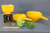 2 Tupperware Strainers, Kitchen Scale, Egg Cups