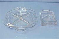 Cornflower Divided Glass Relish Plate 11"W