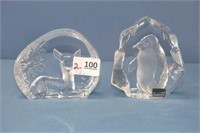 2 Mats Jonasson Crystal Décor Pieces, Signed