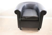 Black Faux Leather Contemporary Accent Tub Chair