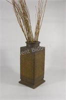 Metal Embossed & Naturally Aged Floor Vase w Trigs