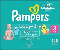 PAMPERS Baby-Dry Diapers 168 Count - SIZE 3
