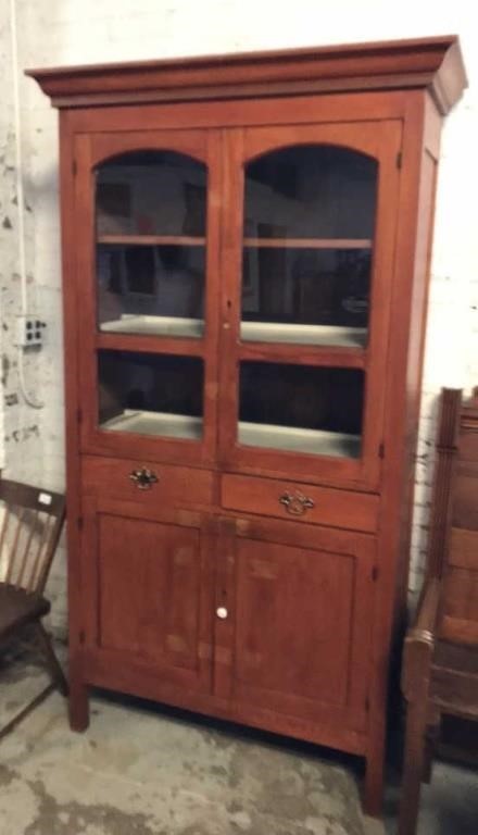 Wood cabinet with glass doors dovetail