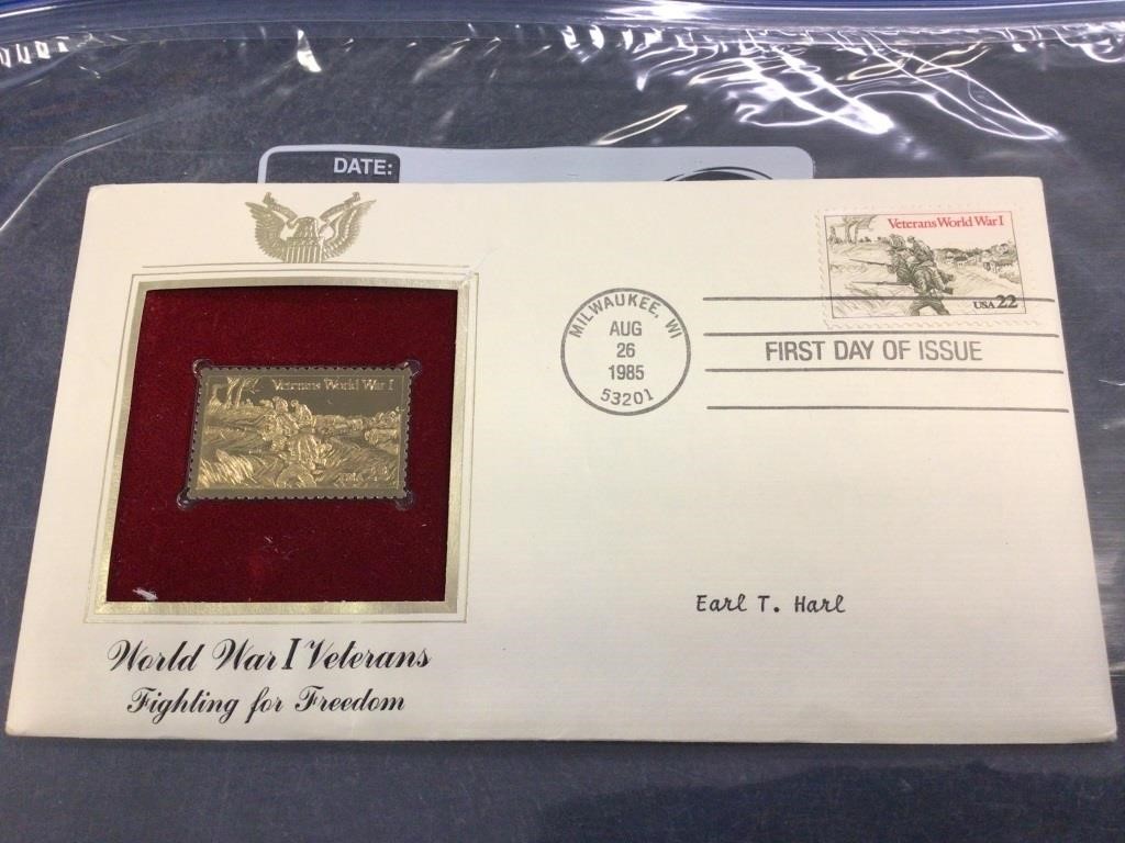 Work War I Veterans 24KT Commemorative Stamp