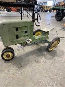 GREEN PEDAL TRACTOR, NEEDS REPAIR