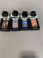 (4) ZIPPO LIGHTERS--ARMY, NAVY, AIR FORCE, MARINES