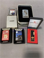 (5) ASST LIGHTERS--MOSTLY ZIPPO--LONE RANGER, RED