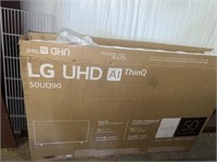 LG UHD 50" flat screen tv for parts and outdoor