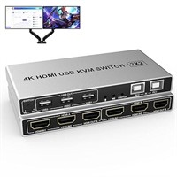 Dual Monitor KVM Switch 4K@60Hz 2 Port, USB HDMI
