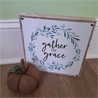 Gather in Grace Sign & Pumpkin