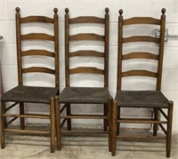 3 Antique Ladderback Chairs