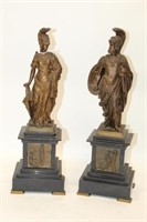 Pair of Bronze Figures on slate bases 14.5"