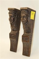 Carved Man & Woman Sconce in oak 12"