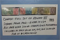 Canada Full Set Of 1902 Edward Vlll Stamps
