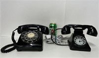 Téléphone à cadran+ horloge décorative vintages