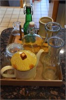 Marks and Rosenfeld Teapot, Glass Jar Clamp Lid,