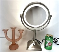 Miroir lumineux à 3 intensités+chandelier en verre