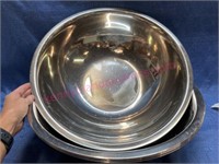 (6) Large stainless steel bowls - 18in