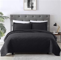 New EXQ Home Quilt Set Full Queen Size Black 3