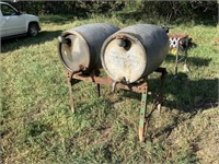 2 Galvanized Fuel Barrel on Stand