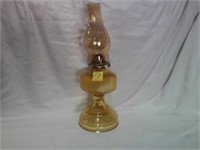 ORANGE GLASS KEROSENE OIL LAMP