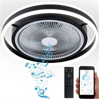 YoloOwl Flush Mount Ceiling Fan with Light 19.8"