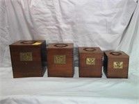 SET OF VINTAGE WOOD CANISTERS