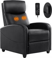 Leather Massage Recliner Chair  Dark Black