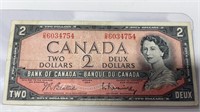 1954 Canadian 2 Dollar Bill