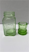 Vintage Uranium 5" Glass Salt Shaker No Lid & Smal