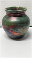 Raku Pottery Vase Made In Canada 3.5" High