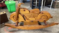 Solid Wood Child's Motorcycle Rocker 46" Long X 24