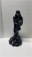 Nude Couple Embraced Glazed Ceramic Statue 16" Tal