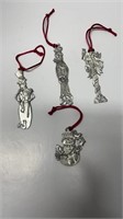 4 Seagull Pewter Christmas Ornaments