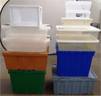 (12) Assorted Storage Totes & Drawer