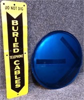Traffic Light Arrow Glass Lens & Buried Cable Sign