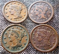 1847, 1853, 1854 & 1856 U.S. Large Cent Coins