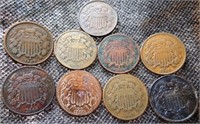 (8) 1860's U.S. 2-Cent Coins