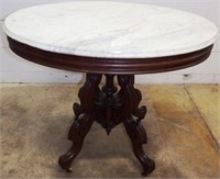 Antique Marble Top Parlor / Lamp Oval Table