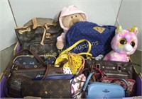Backpacks, purses, stuffed animals