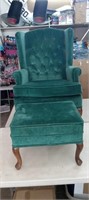 Forest Green chair and ottoman. This is a used