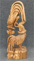 Beatifuly Carved Cypress Knee Roosters, Signed