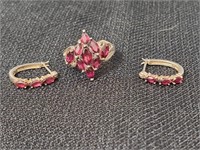 Sterling Silver Ring & Earrings Pair Set (S17)
