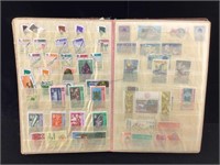 Stamp collection in book