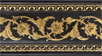 Gold Floral on Wood Tone Chair Rail 94 Inch